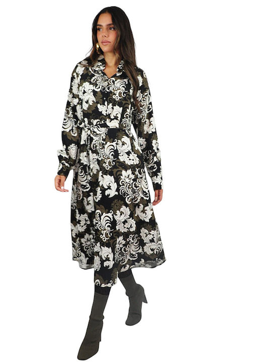 Summer Midi Shirt Dress Black