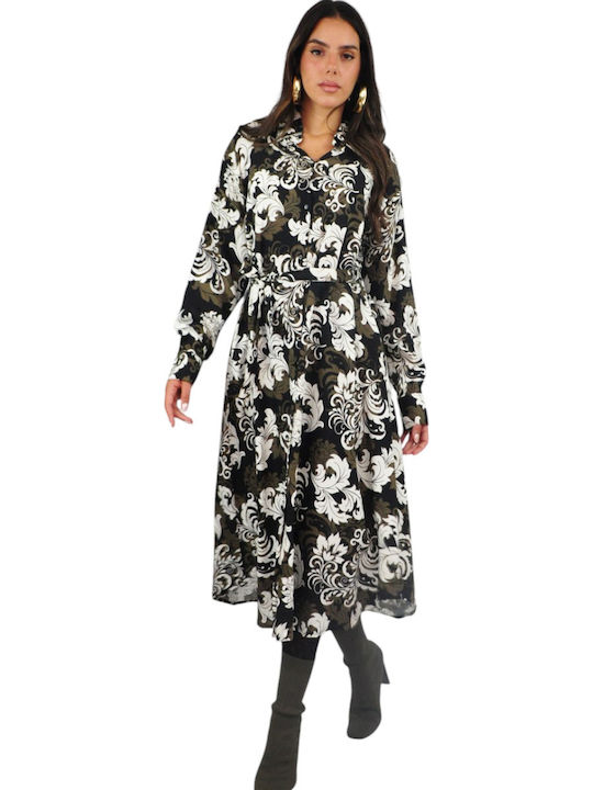 Summer Midi Shirt Dress Black