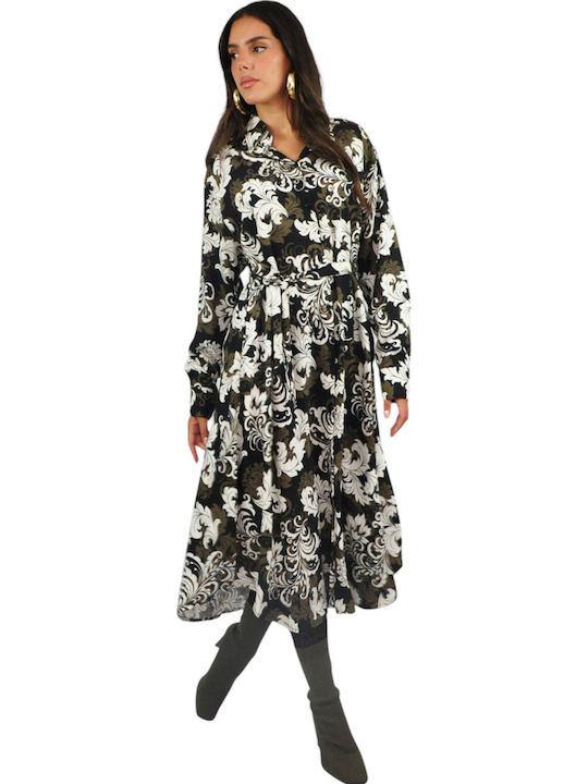 Summer Midi Shirt Dress Black
