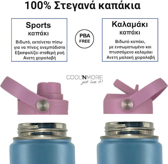 Cool'NMore Μπουκάλι Θερμός Ανοξείδωτο BPA Free 500ml Πολύχρωμο με Καλαμάκι και Λαβή