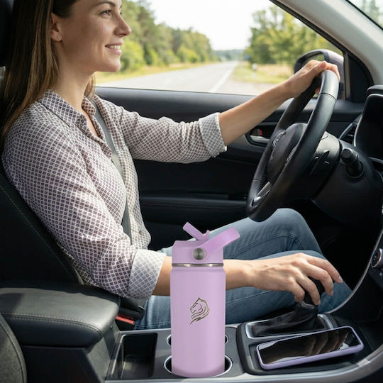 Cool'NMore Μπουκάλι Θερμός Ανοξείδωτο BPA Free 500ml Lavender με Καλαμάκι, Λαβή, Επιστόμιο και Θηλιά