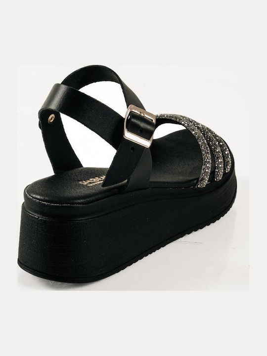 Platforms Greek Made Rhinestones Black