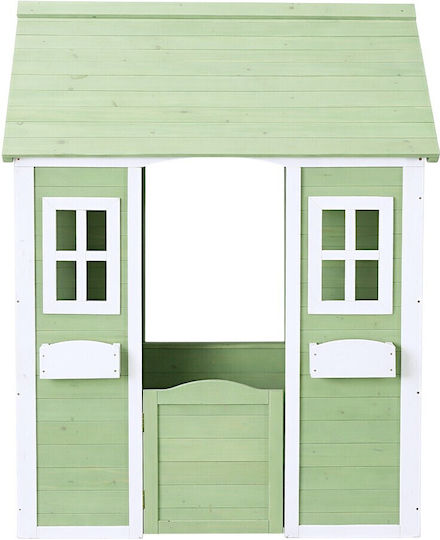 Дървена Детска Къщичка За Градина Зелена 107x90x144см