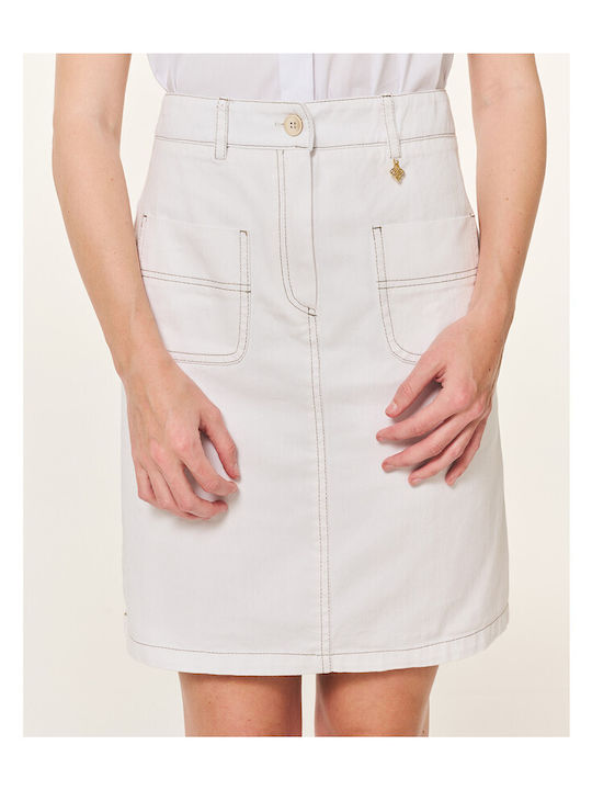 Fustă Mini Denim Albă