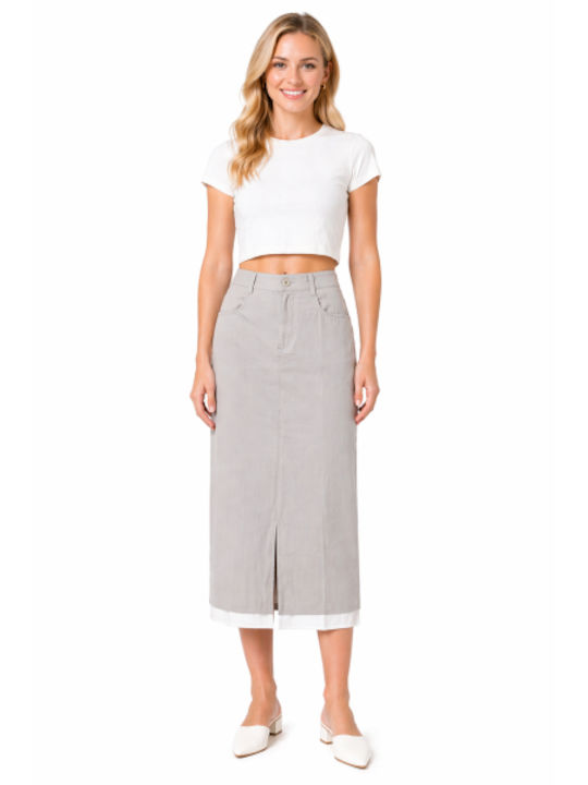 Midi Skirt Gray SL-22547JJ-26SK-Gray