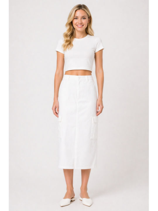 Midi Skirt White SL-22088JJ-26SK-White