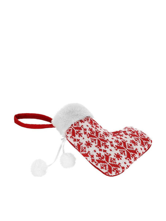 Christmas Decorative Sock Made of Polyester with Tree M19xW16cm White