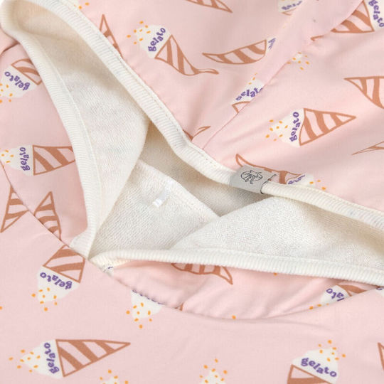 Kid's Beach Poncho Upf 80 Protection Lassig Ice Cream Pale Pink 60x60cm