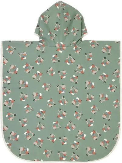 Kid's Beach Poncho Upf 80 Protection Lassig Scooter Dog Green 60x60cm