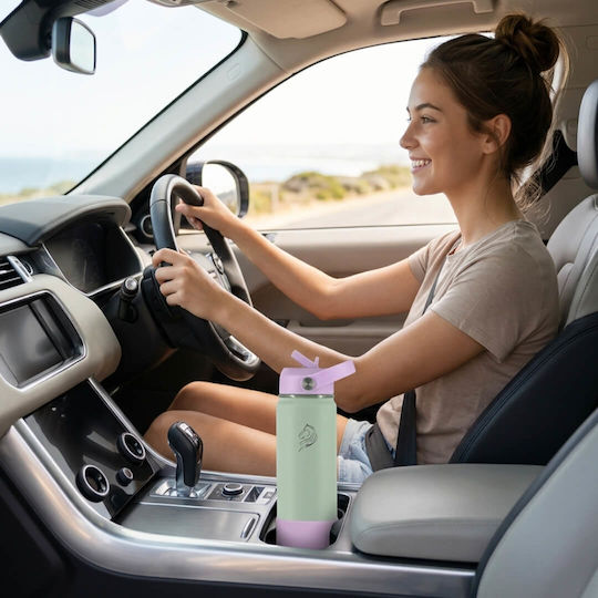 Cool'NMore Stainless Steel Thermos Bottle BPA Free 500ml Stainless Steel with Straw Handle Loop and Mouthpiece