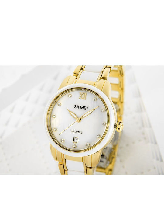 Skmei Womens Watch Battery with Gold Metal Bracelet