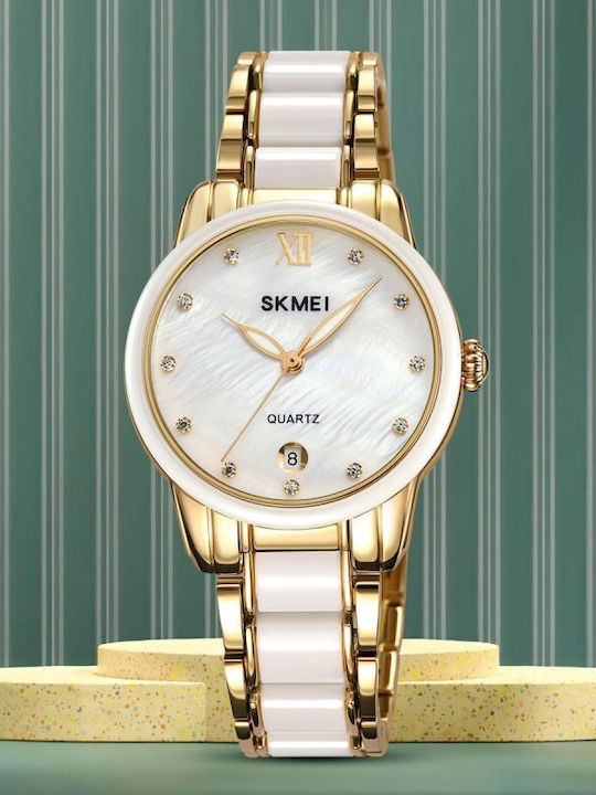 Skmei Womens Watch Battery with Gold Metal Bracelet