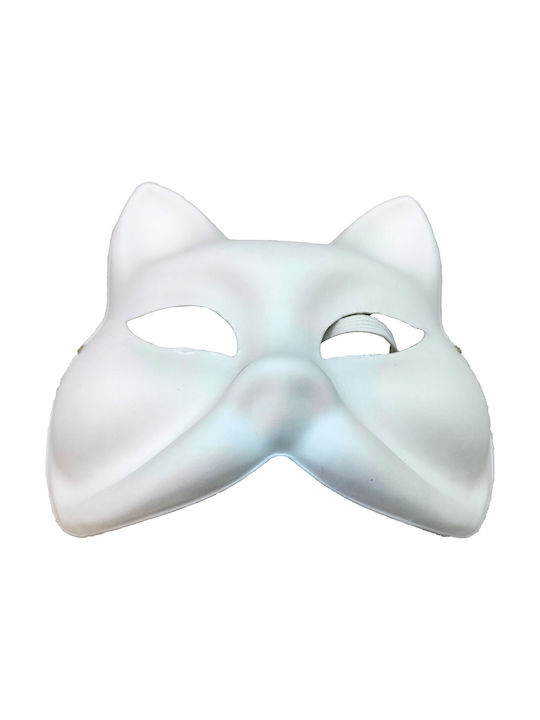 Cat Mask Paper Handicraft & Carnival 19x17cm – Diy Decoration White