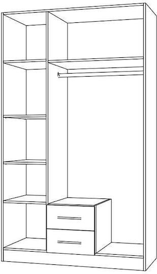 Prime 3k2fo Τρίφυλλη Ντουλάπα με Καθρέπτη 120x54x205cm Cashmere Prime 3k2fo Τρίφυλλη Ντουλάπα με Καθρέπτη 120x54x205cm Cashmere