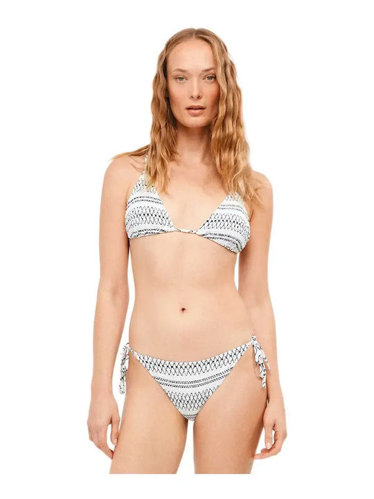 Bikinihosen Slip mit Schnürung Weiß-Schwarz