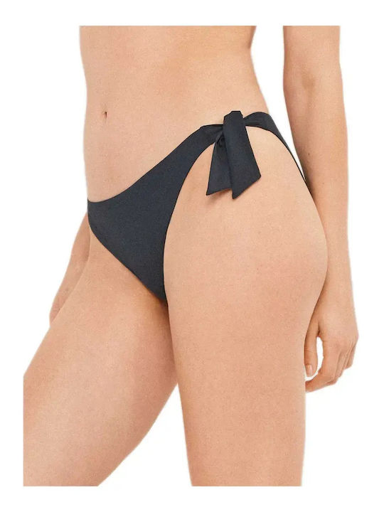 Bikini Slip με Κορδονάκια Μαύρο
