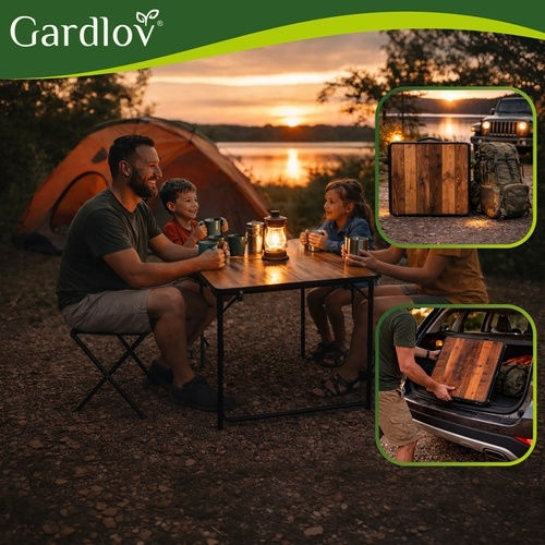 Gardlov Aluminum Table Set for Camping Folding in Case 36x27x33.5cm Brown