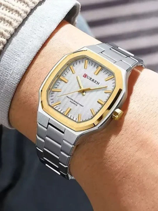 Curren Men's Watch 37mm Battery with Silver Metal Bracelet