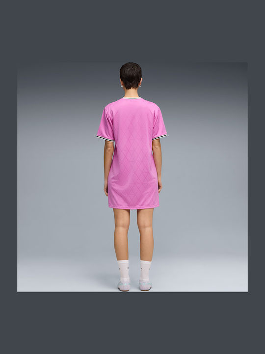 Summer Mini Athletic Dress Short Sleeve with Hood Fuchsia