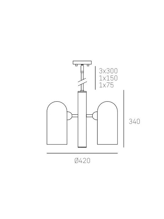 COSMOLight Candelabru 5xE27 Ø34cm cu Abajururi Albe P05759BK