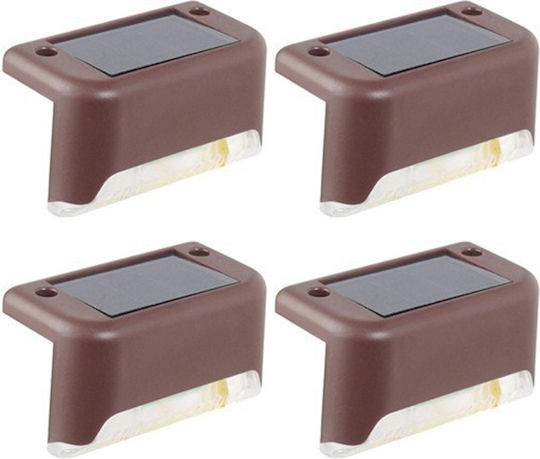 Ηλιακά Γωνιακά Φωτιστικά Led Ip65 Θερμό Λευκό Φωτισμό 4 Τεμάχια Καφέ