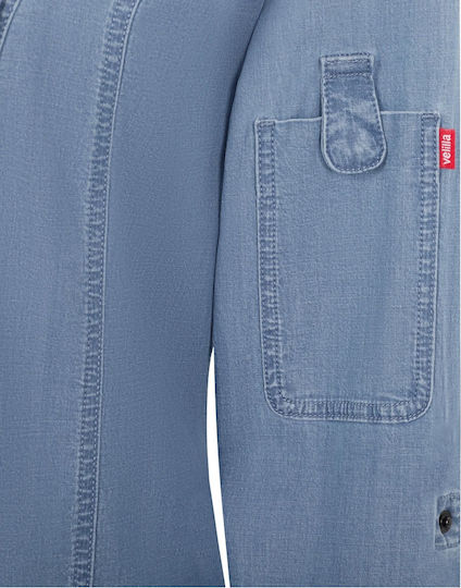 Haină De Bucătar Pentru Femei Mânecă Lungă Velilla 405212sw Denim Albastru Deschis