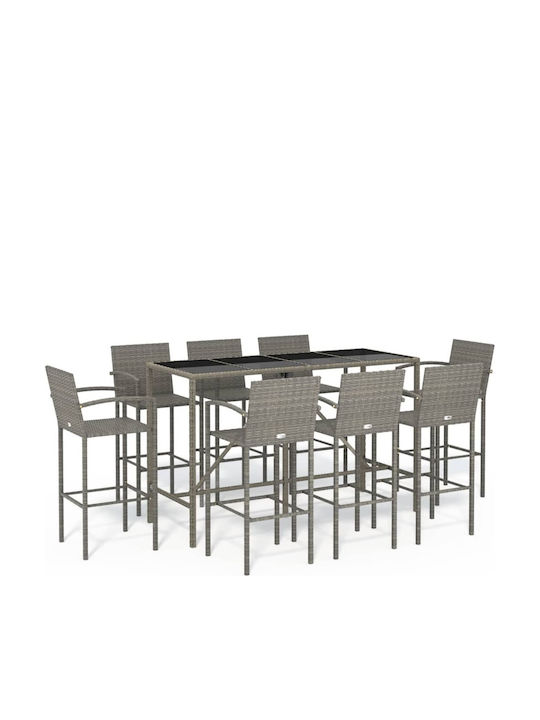 vidaXL Outdoor Bar Set 9 Pieces Gray