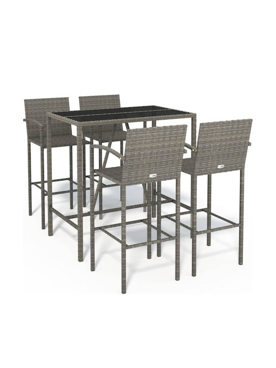 vidaXL Outdoor Bar Set 5 Pieces Gray