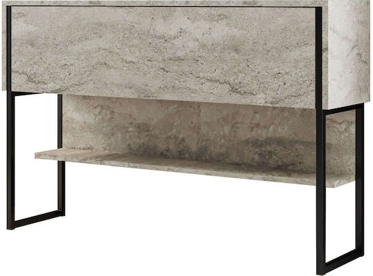 Luxe Console 618bly1410 120x30x80cm Travertine Beige-black Particleboard Metal