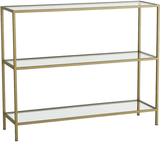 Consolă Metalică cu Suprafață din Sticlă Gold L100xL30xH85buc