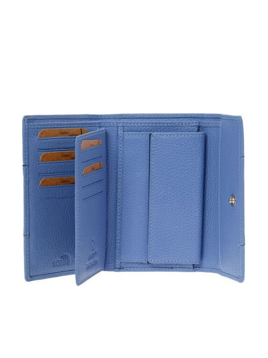 Large Leather Women's Wallet with RFID Light Blue