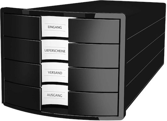 Han Plastic Desk Organizer with 4 Drawers 28x36.7x23.5cm Black