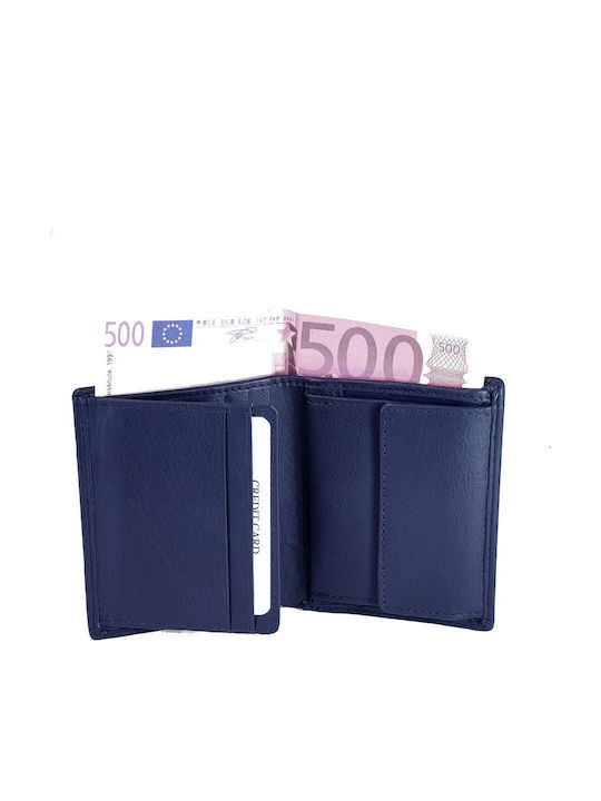 Кожен Мъжки Портфейл Пътнически с RFID Син