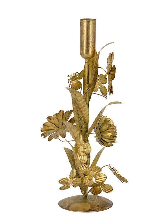 Artekko Christmas Metal Candlestick Gold 30x9cm