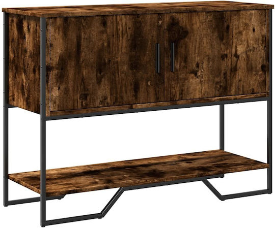 Console Table Wood & Metal Smoked Oak, Brown L100xW35xH74.5cm Console Table Wood & Metal Smoked Oak, Brown L100xW35xH74.5cm