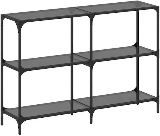 Console Table Metal with Glass Surface Black Velvet-Black Metal L118.5xW30xH81cm