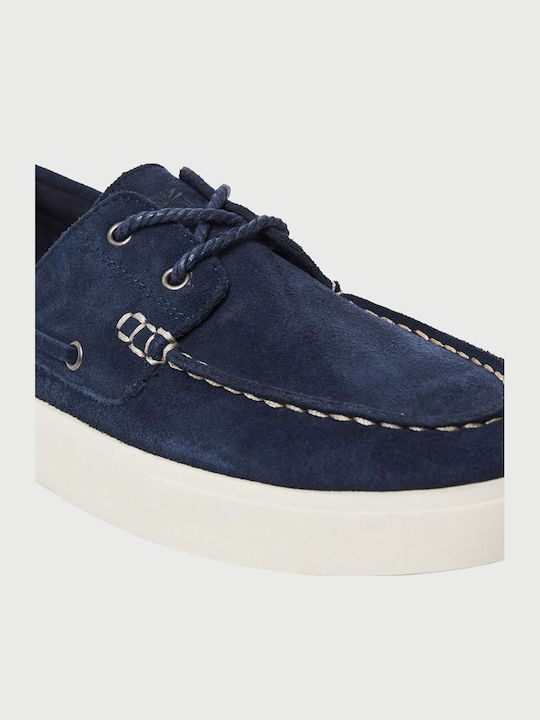 Suede Men's Boat Shoes in Blue Colour