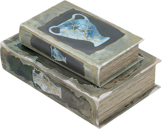 Artekko Book Multicolored Decorative Books Mdf Storage Space 2pcs
