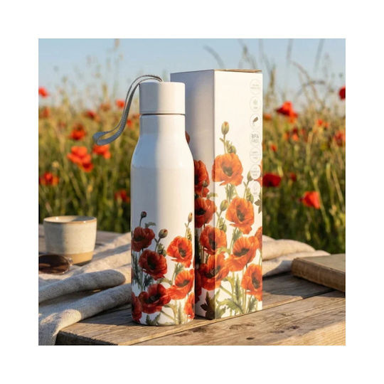 Duo-Gift Thermosflasche Rostfreier Stahl 500ml Mohnblumen