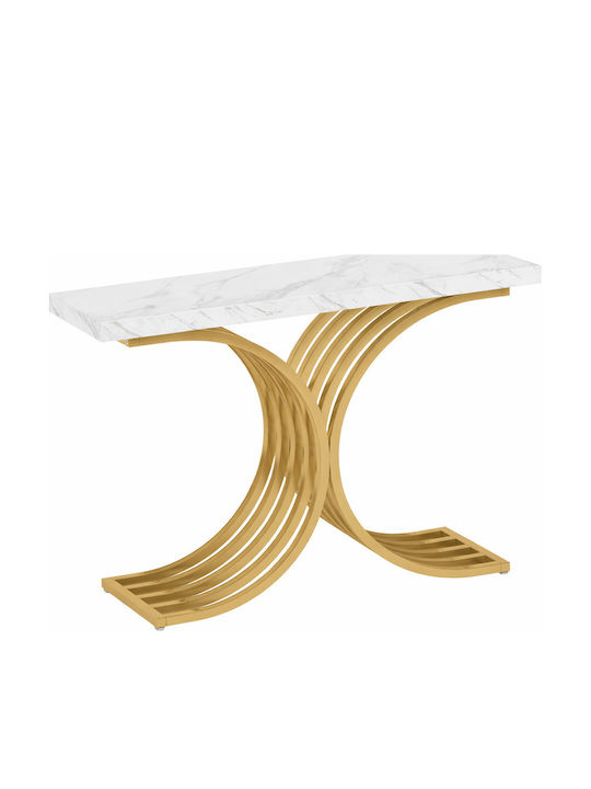 Конзолна маса Метална с Мраморно Покритие White/gold Д105xШ30xВ80cm