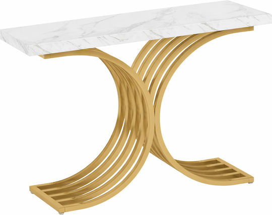 Κονσόλα Μεταλλική με Μαρμάρινη Επιφάνεια White/gold Μ105xΠ30xΥ80εκ.