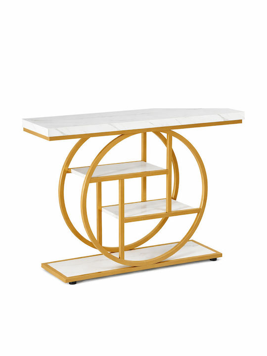Consolă Metalică cu Suprafață din Marmură White/gold Marble Imitation L105xL30xH80buc