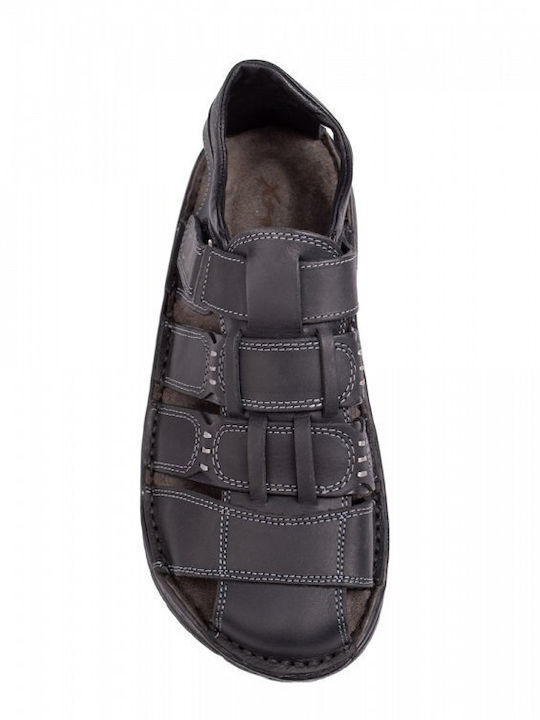 Leder Herrensandalen in Schwarz Farbe
