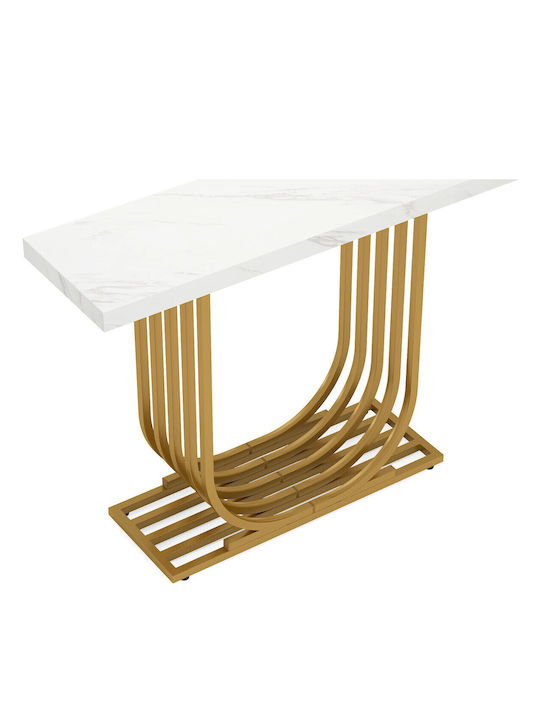Consolă Metalică cu Suprafață din Marmură White/gold L100xL30xH80buc