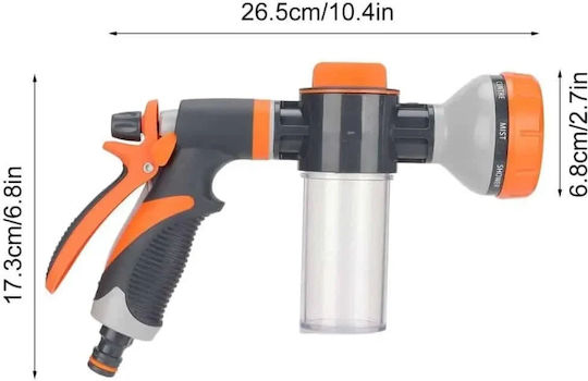 Wasserpistole Mehrzweck Schaumstoffbehälter 100ml 8 Verschiedene Funktionen Orange-Schwarz