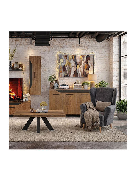 Jakarta Wand Wohnzimmer Vitrine aus Spanplatte Oaks 35x32x130cm