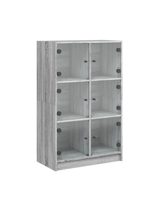 Wohnzimmer Vitrine aus Spanplatte mit Verglasung in Grau 68x37x109cm