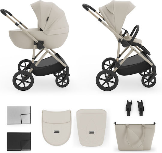 Kinderkraft Prime 3 Регулируема Бебешка Количка 2 в 1 Подходяща за Новородено Sand Dune