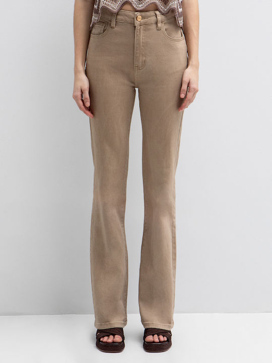 Women's Jean Pants Mid Rise in Bootcut Fit Beige