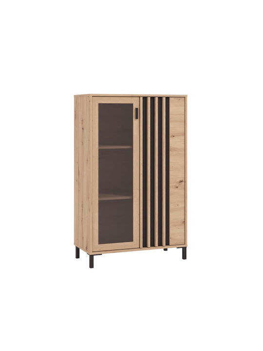 Vitrină Laval 2k Vs1 129 Stejar Artizanal Negru 80x40x129cm
